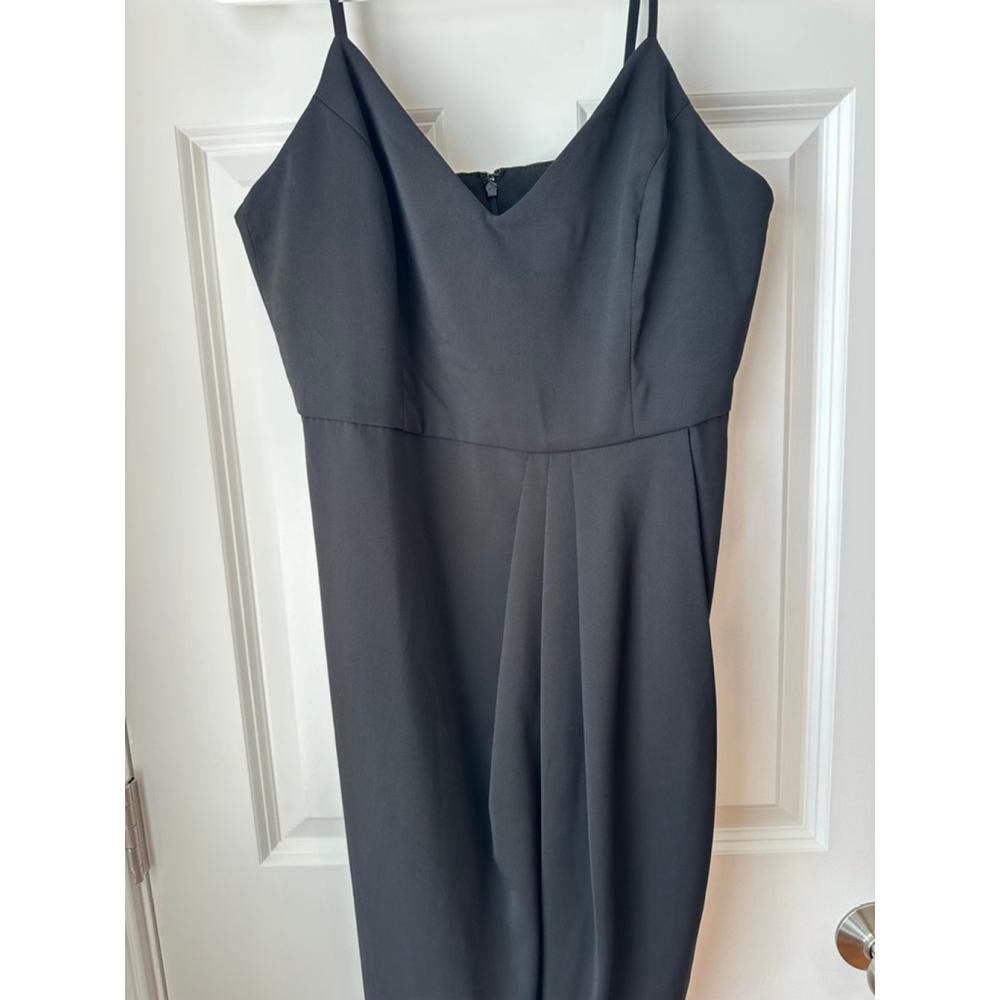 Women's Lulus Black Spaghetti Strap Asymmetrical Formal Dress Size L - Picture 6 of 9